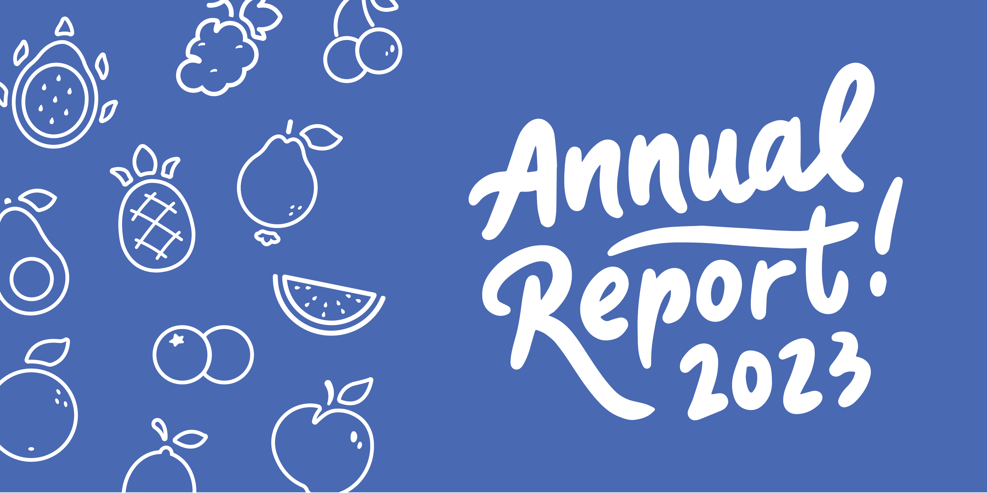 A graphic on a blue background with white text that reads Annual Report 2023